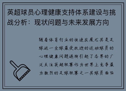 英超球员心理健康支持体系建设与挑战分析：现状问题与未来发展方向
