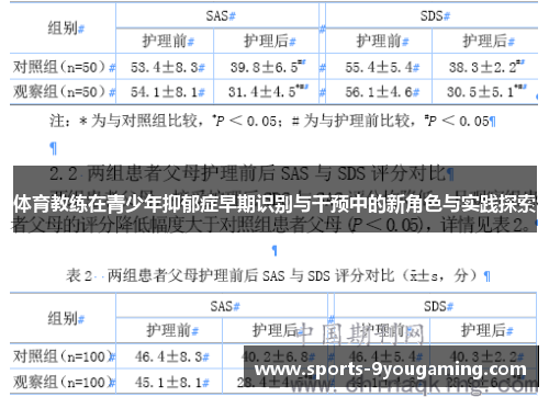 体育教练在青少年抑郁症早期识别与干预中的新角色与实践探索
