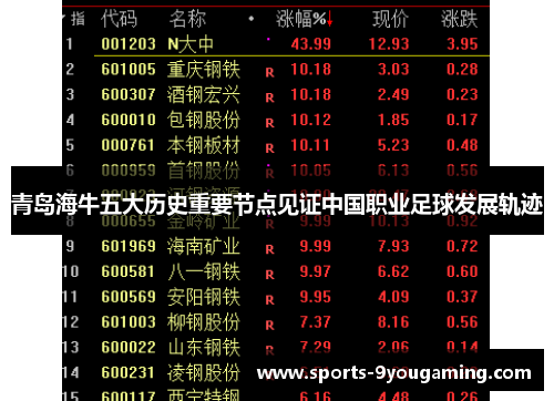 青岛海牛五大历史重要节点见证中国职业足球发展轨迹